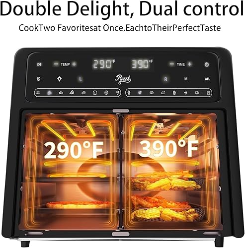 Miniatura 2 de Combo de horno tostador con freidora de aire de doble zona de 25.4 cuartos de galón, puerta de vidrio francesa, capacidad XL, rango de temperatura