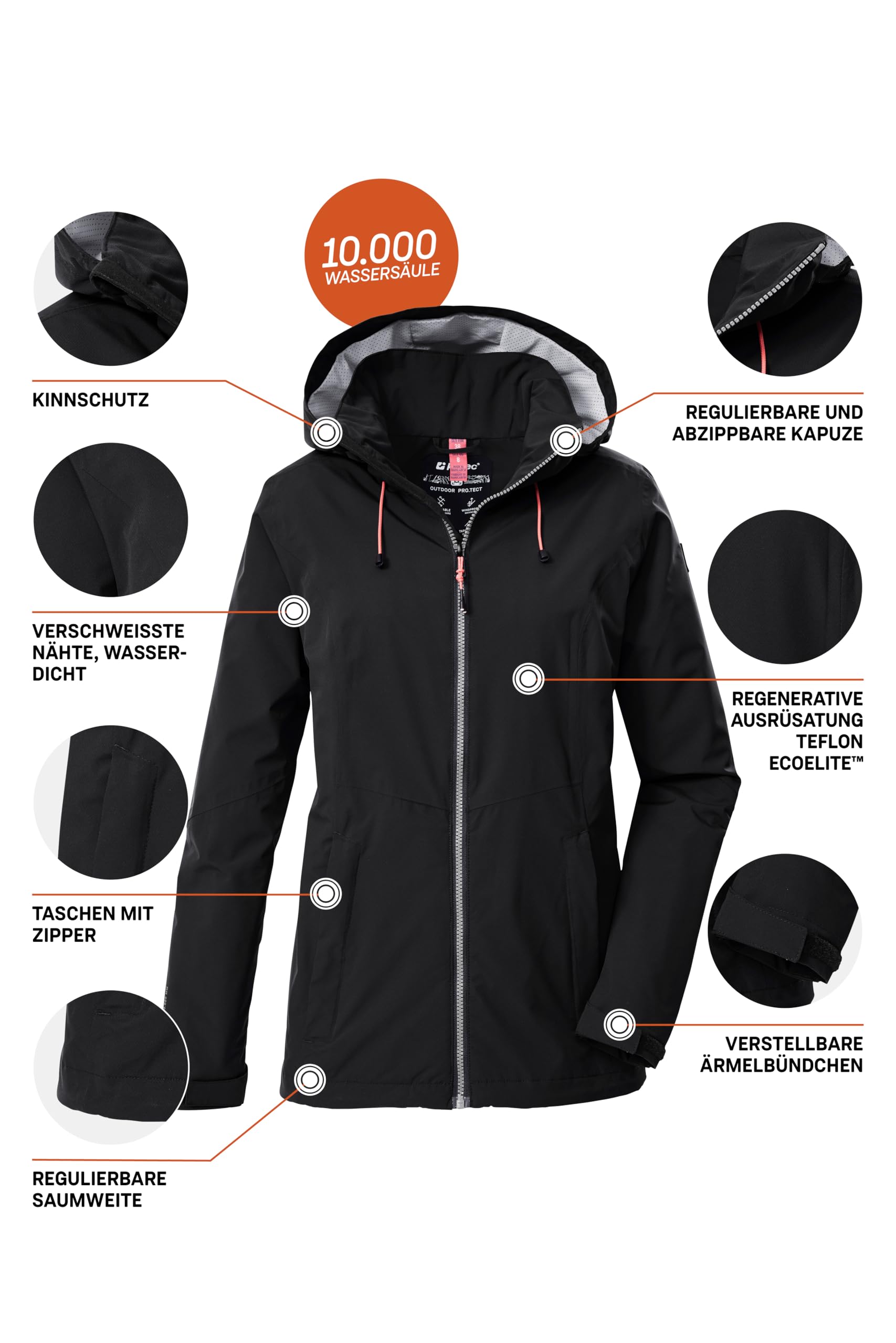Killtec Damen Regenjacke Ooks 1 Chubasquero/Chaqueta funcional impermeable con capucha Mujer