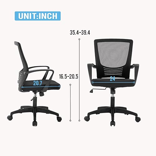 Miniatura 3 de Silla de oficina en casa, silla ergonómica de escritorio, silla de computadora de malla, soporte lumbar, moderna, ejecutiva, ajustable, giratoria,