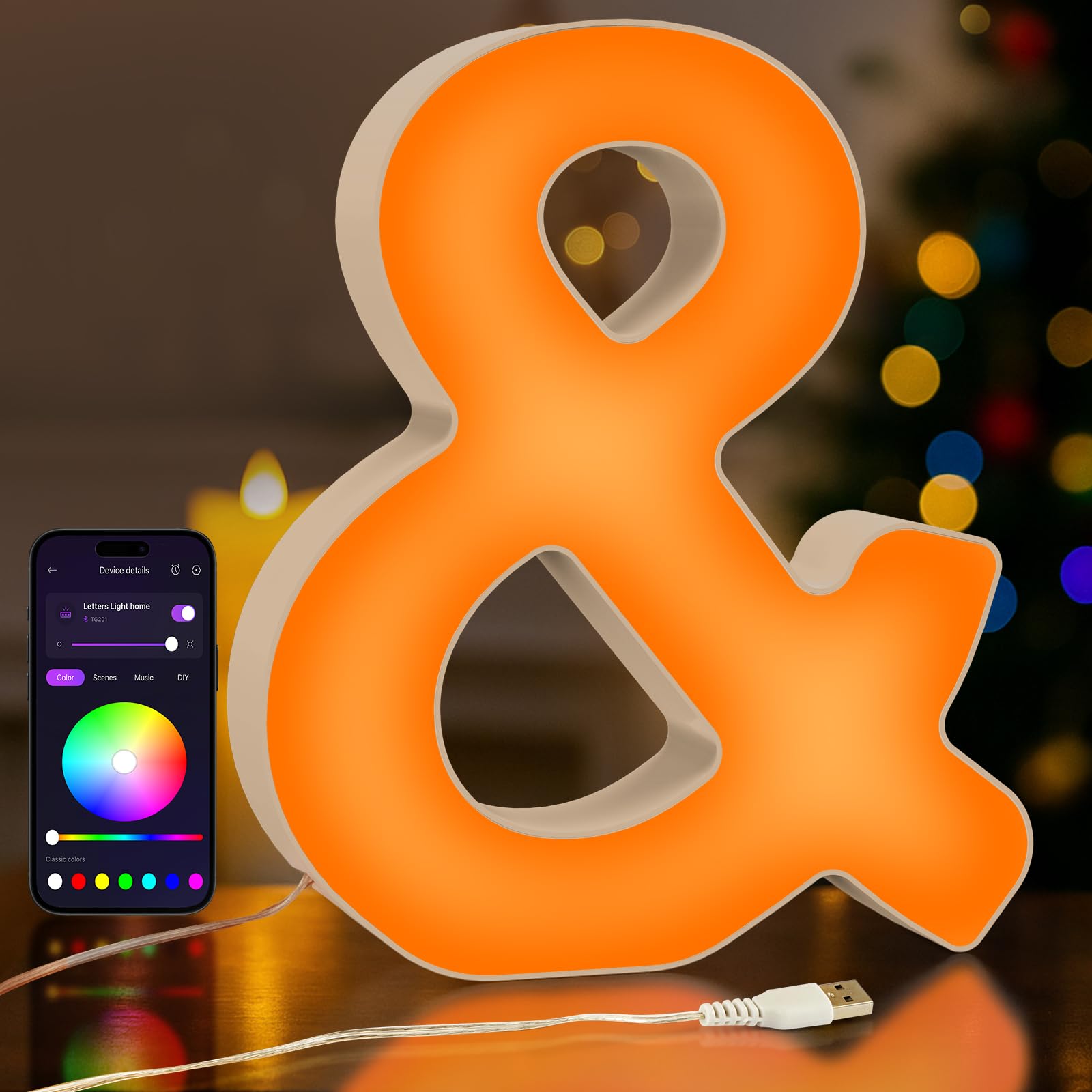 UooEA LED Light Up Letter & – USB Colour Changing Night Light with APP, Gift for Girls, Teens, Mum, Bedroom Decor, Wall/Table Display, Birthday & Christmas