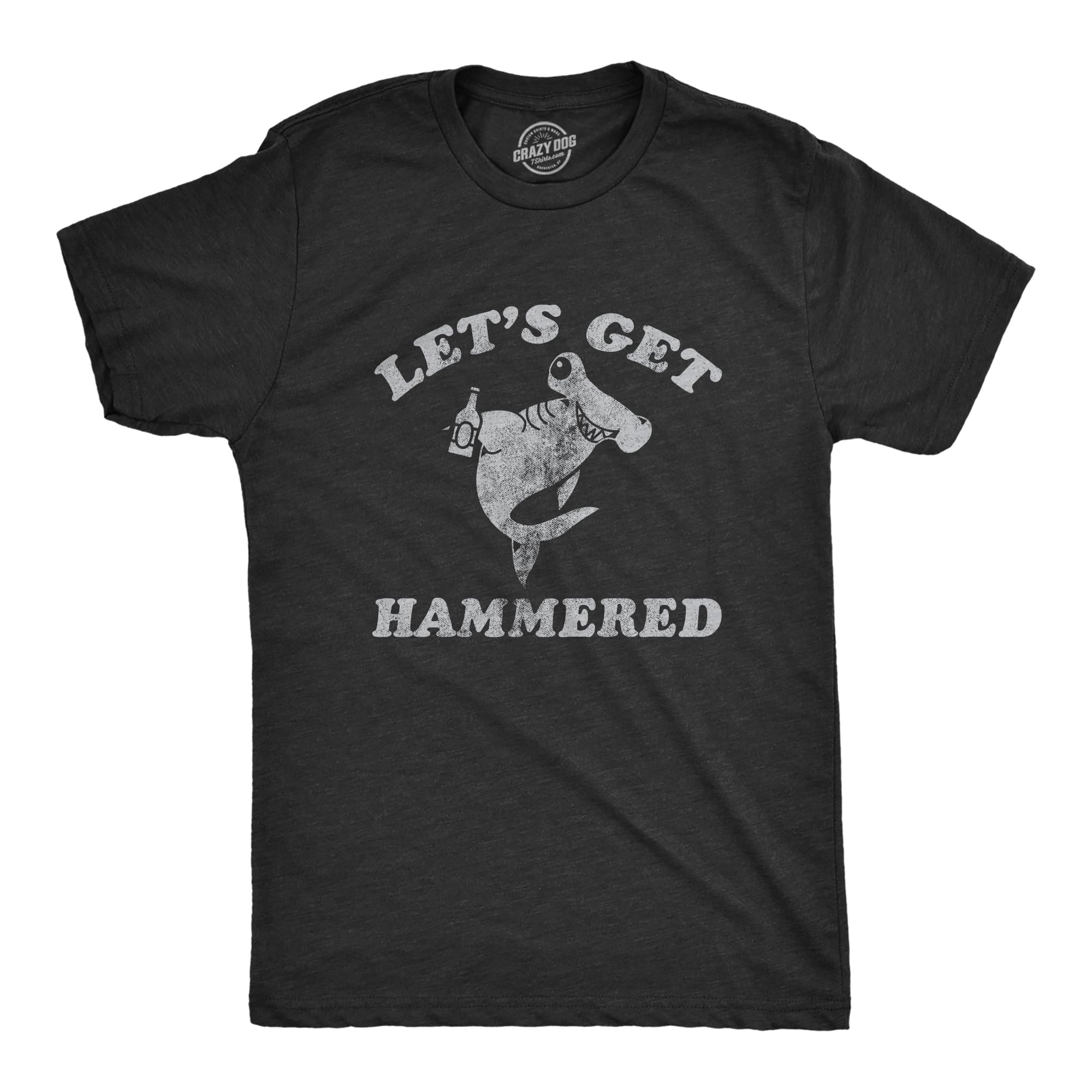 Mens Lets Get Hammered T Shirt Funny Hammerhead Shark Drinking Partying Joke Tee for Guys