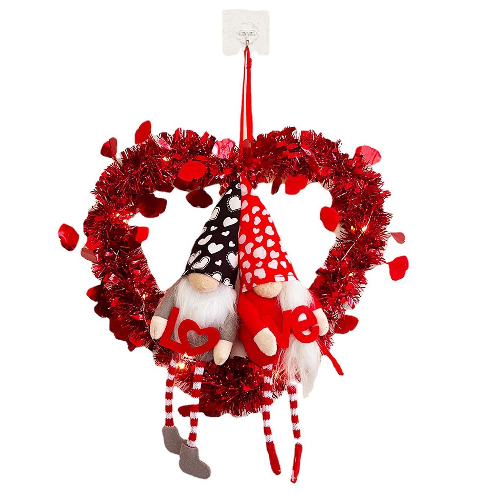 Decorative Wreath with Unique Gnomes Dolls Front Door Hanger Wedding Anniversary Accessory for Home Valentine ' s Day Wreath