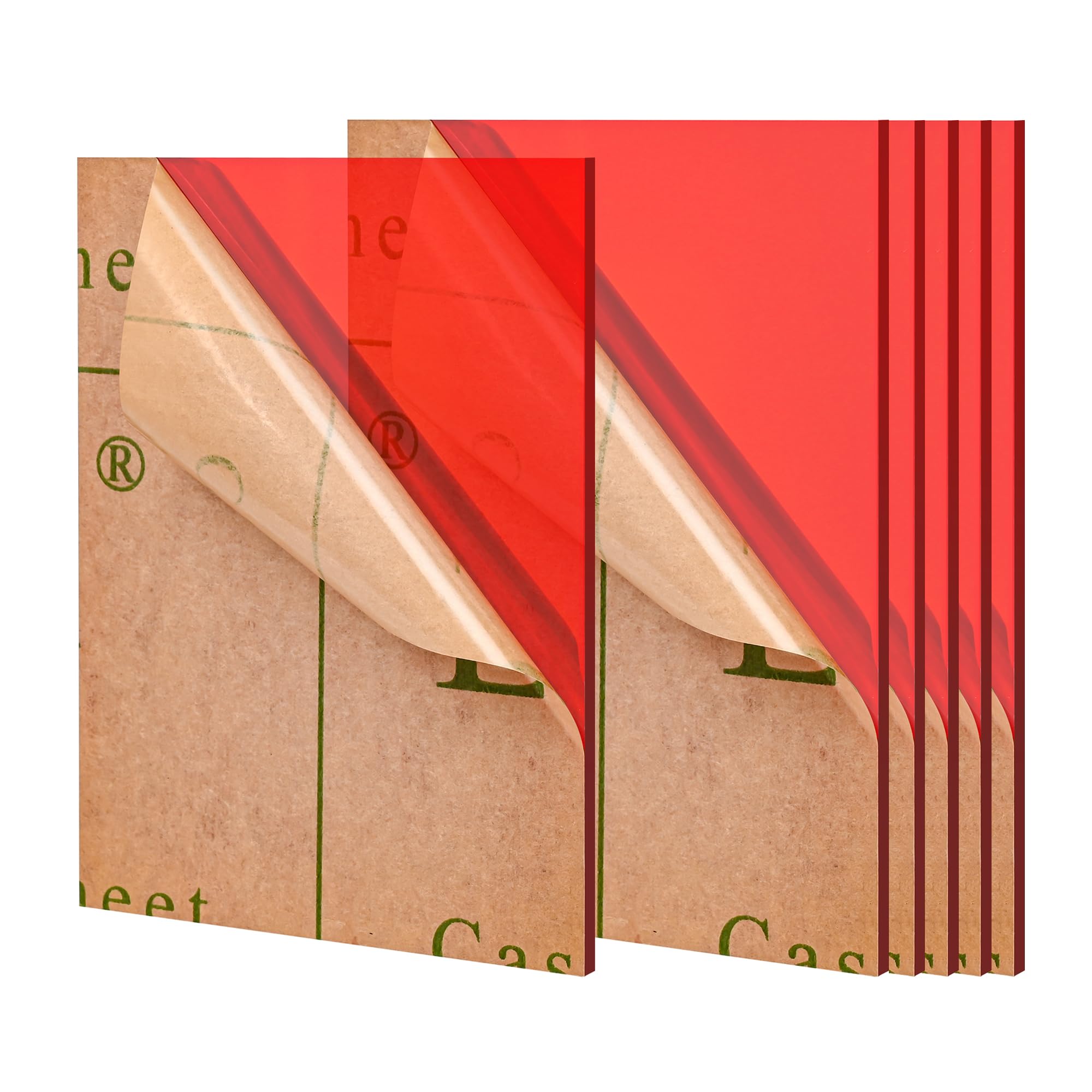 Lesnlok Red Acrylic Sheets 1/8 inch Thick 3mm 6 Pack 5 x 7 Clear Plexiglass Sheets,for Sign,Craft,Painting,Laser Cutting,DIY Display Projects… (5"x 7"