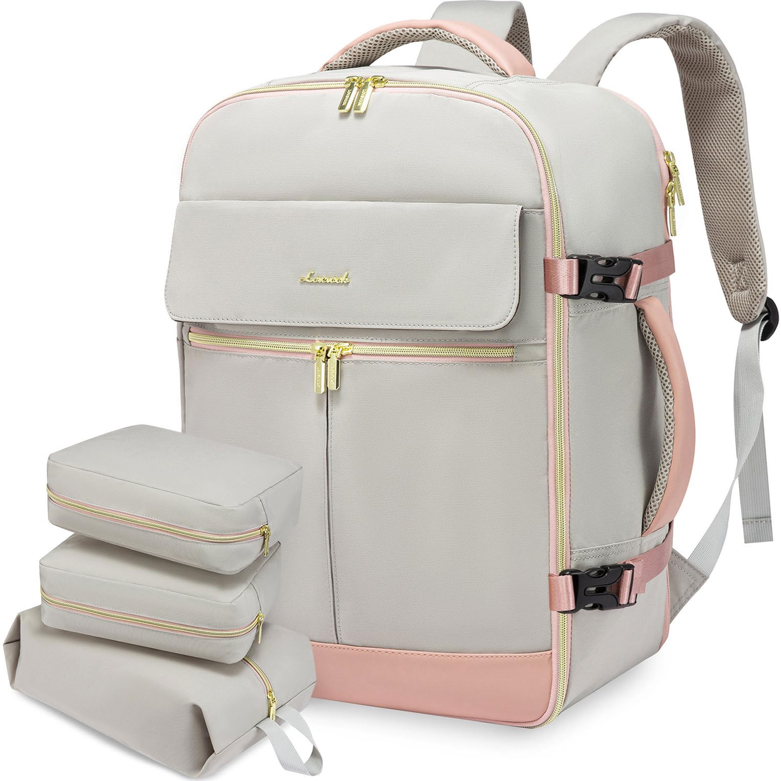 LOVEVOOK Carry On Backpack, 40L Travel Backpack Women with 3 Packing Cubes, TSA Airline Approved Suitcase Bag as Personal Item, Waterproof 17 inch