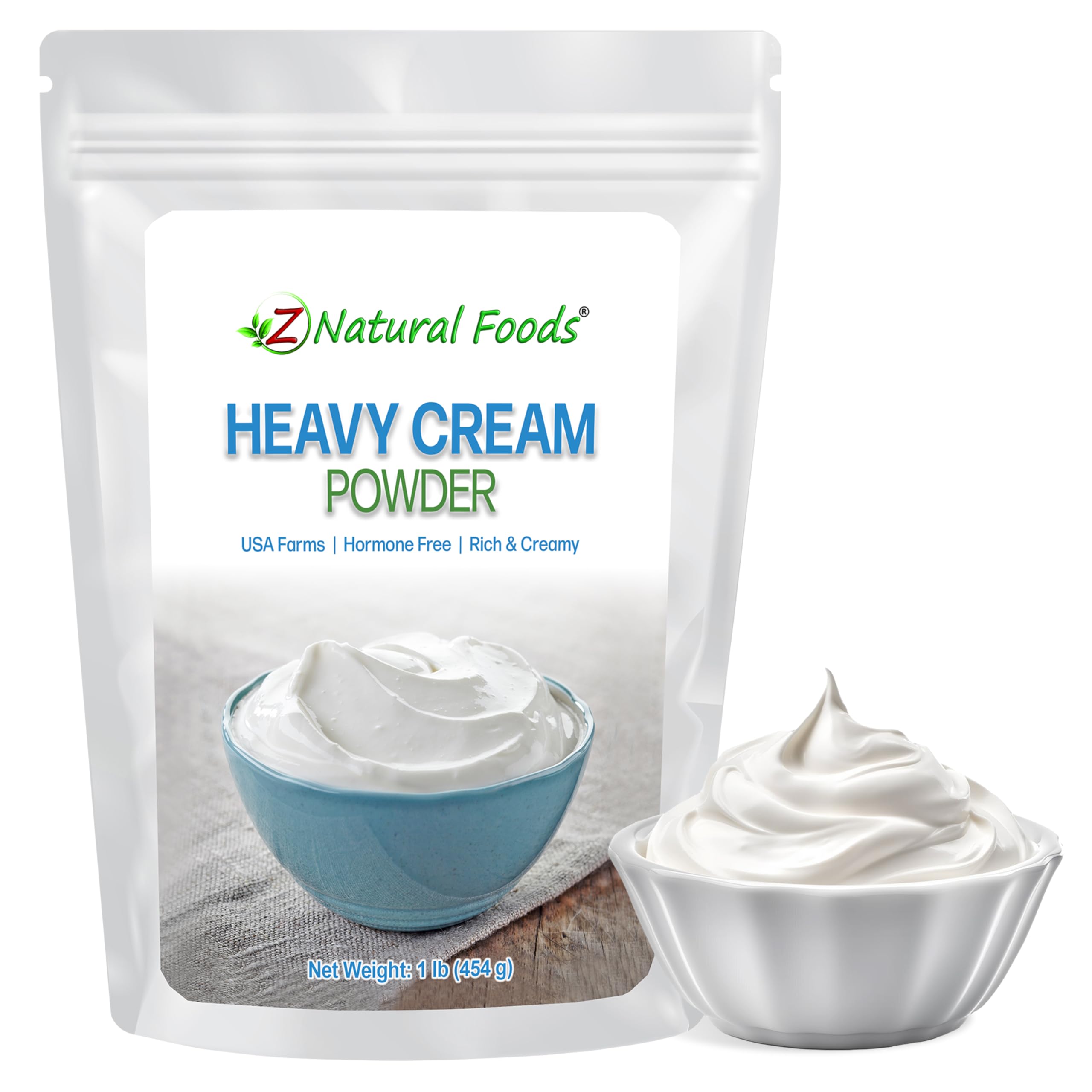 Z Natural FoodsHeavy Cream Powder - Nutrient-Dense, Delicious Powdered Cream with 1-Year Shelf Life - Easy to Use & Perfect for Coffee, Baking & Recipes, Keto-Friendly, Gluten-Free, 1 lb