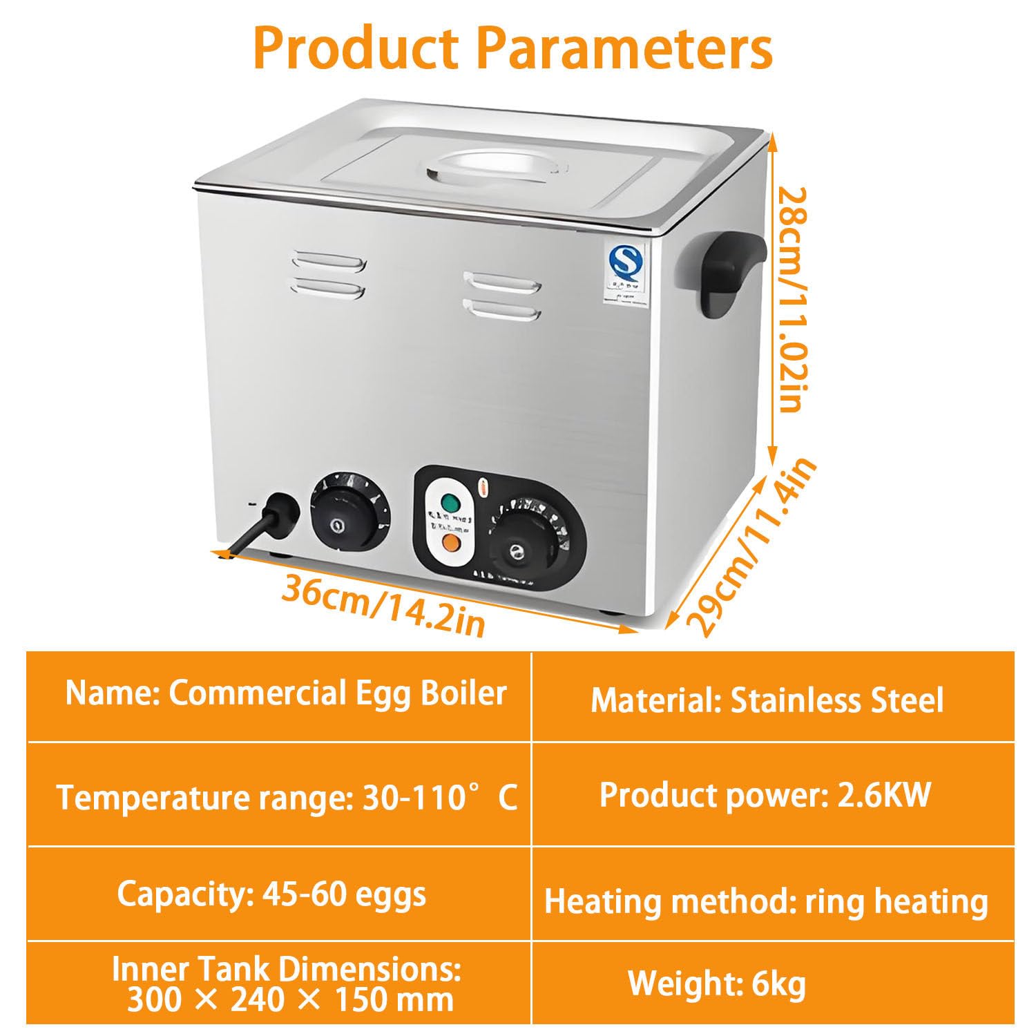 Hervidor de Huevos eléctrico de Acero Inoxidable de 2600 W, para Huevos Estilo «Aguas Termales» Ricos en nutrientes y Huevos pasados ​​por Agua de Textura Sedosa. withoutgrid