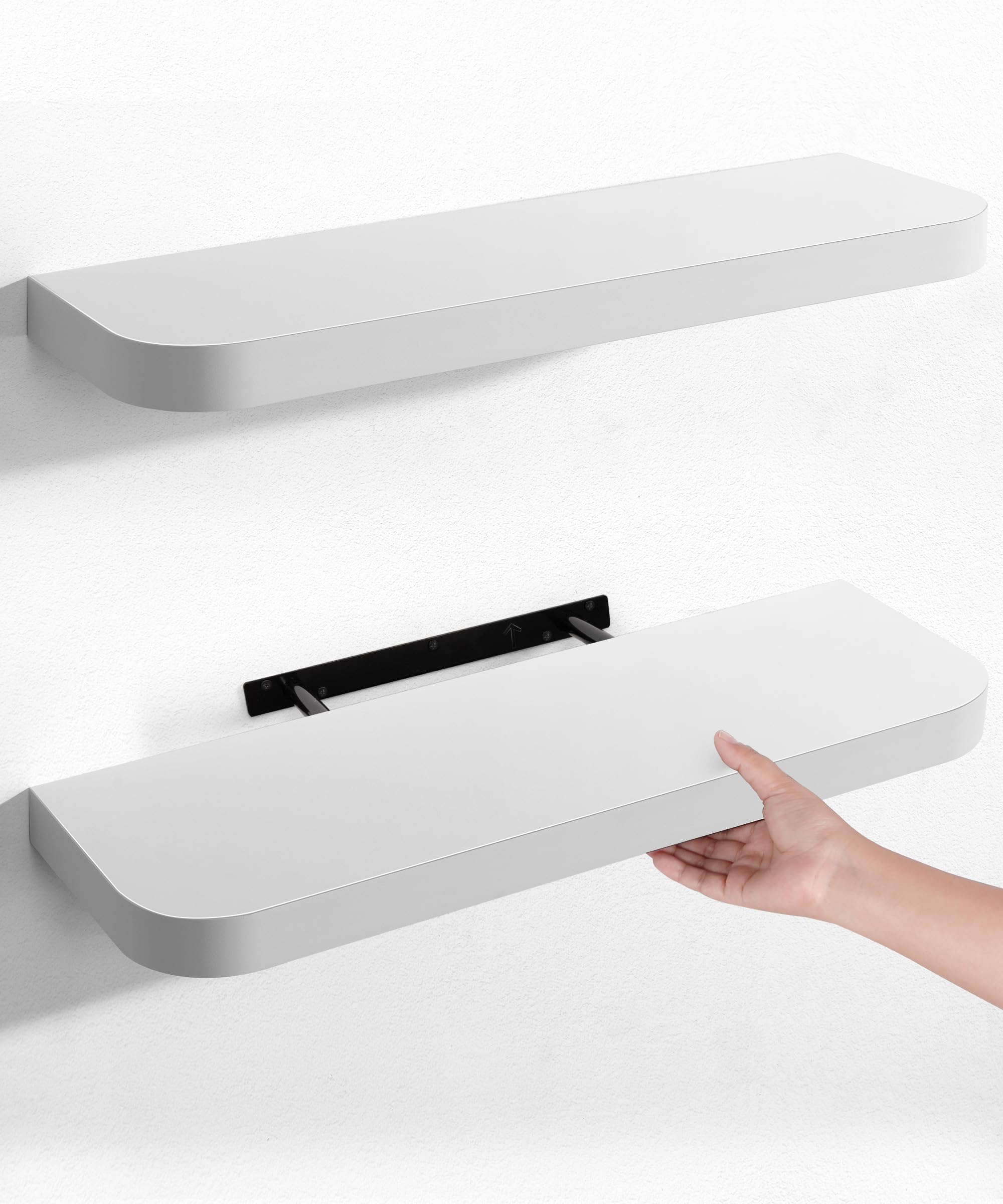 Gronda Floating Shelves for Wall, White Wall Storage with Curved Edge — image 1