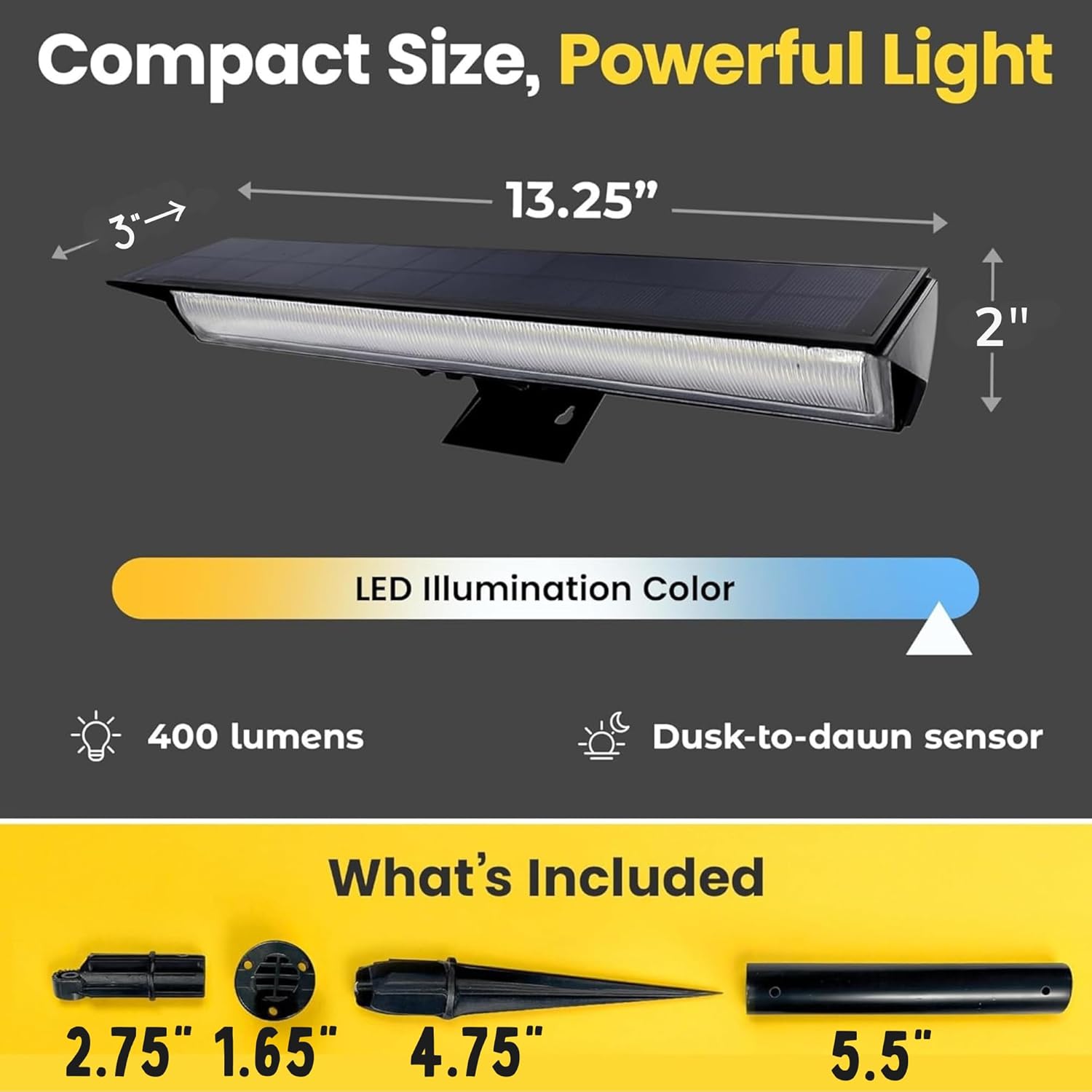 Brighticonic Solar Sign Lights Outdoor – LED Solar Sign Light for House Numbers & Real Estate Signs – 13" Warm White Floodlight, IP65 Waterproof, Dusk to Dawn Solar Mailbox Light - Image 2