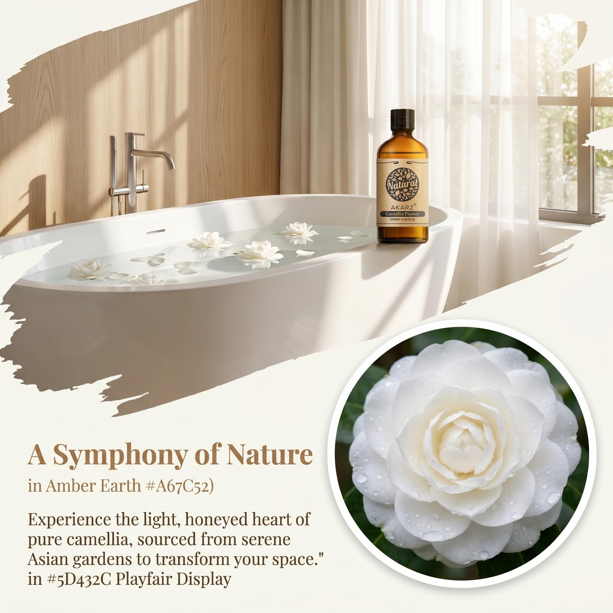 AKARZ 100ml Olejek esencjny z Kwiatu Kamelii - Naturalny olejek aromatyczny do dyfuzorów, lamp aromatycznych i aromatów pomieszczeń