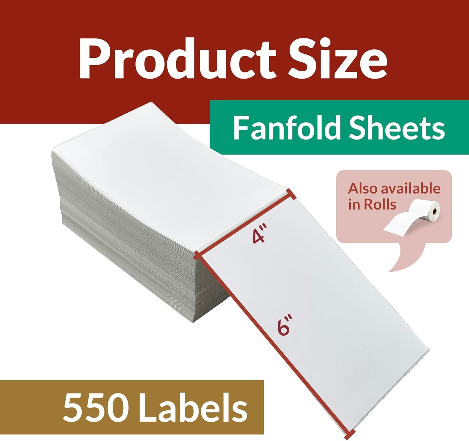 Reli. Thermal Shipping Labels 4x6 (550 Sheets) Fanfold, Direct Heat Printer Paper Labels | Shipping Stickers Compatible with Most Thermal Printers - Image 2