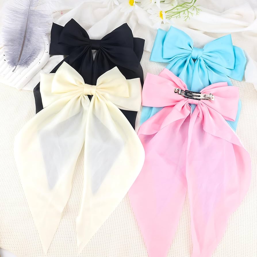 ヘアアクセサリー SILK SATIN BOW HAIR CLIPE Amazon.com : Zkptops 4Pcs Hair Bow Clips for Women Girls