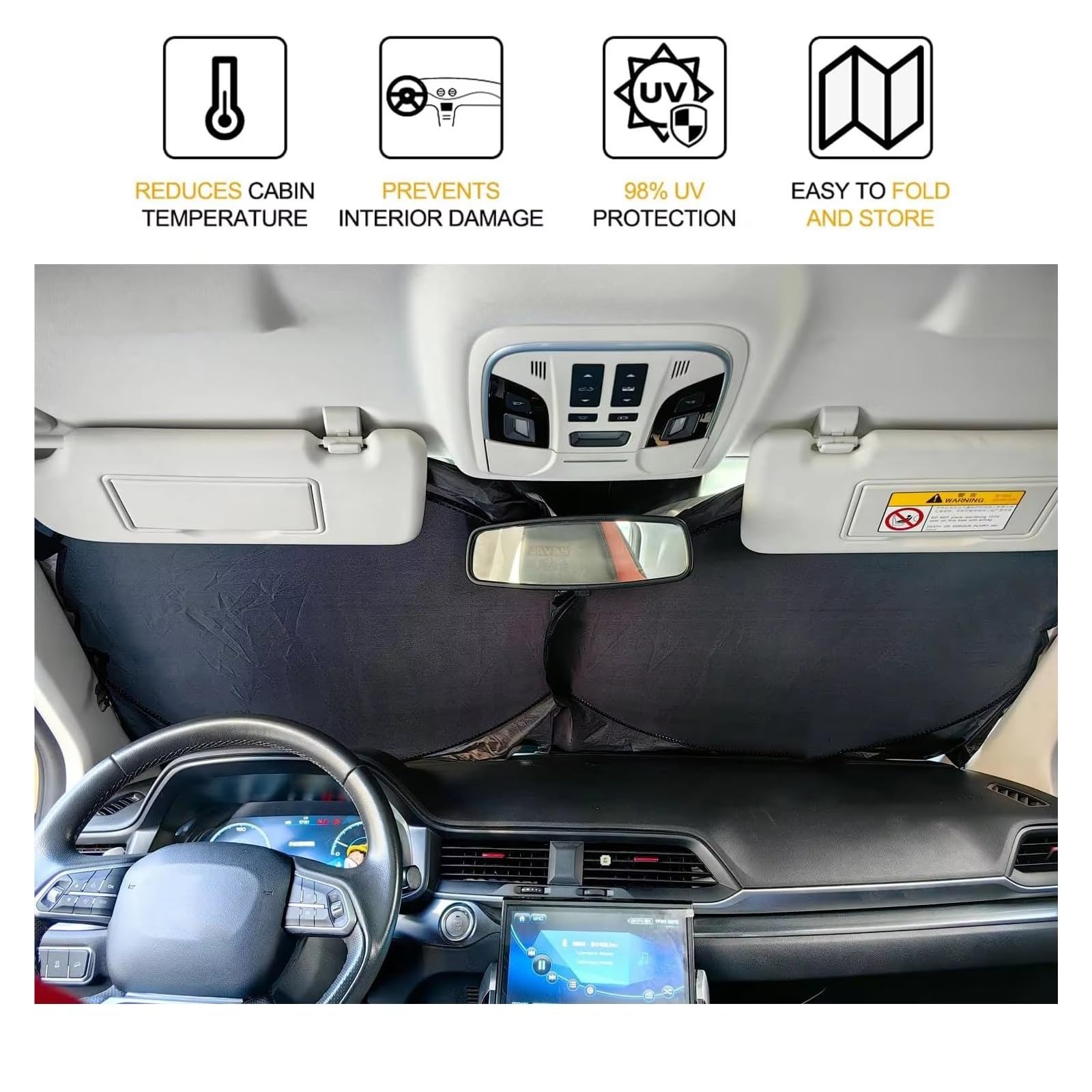 Pare-Soleil De Pare-Brise De Voiture Pare-Brise Pare-Soleil Avant Arrière Intérieur Protection Contre La Chaleur Solaire Parasol Pliant Accessoires Automobiles