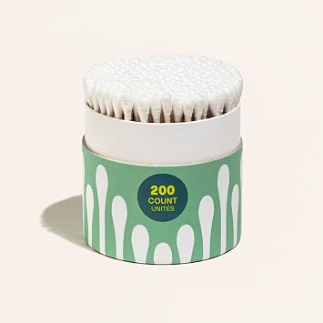 Cliganic Organic Bamboo Cotton Swabs, 200 Count - 100% Pure Natural Cotton, Chlorine-Free Hypoallergenic, Soft, Gentle & Absorbent Buds