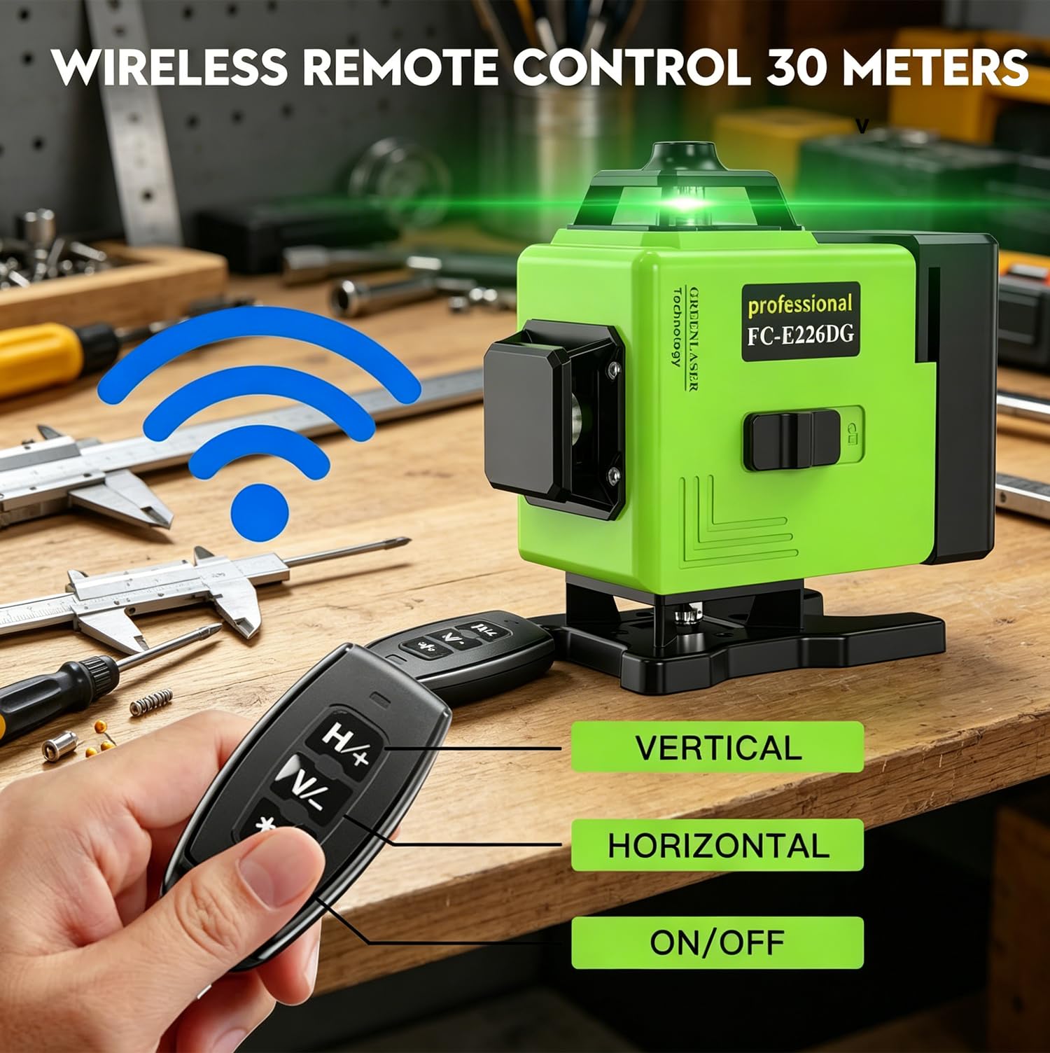 Niveau Laser Chantier Autonivelant 360° x 4, Laser Niveaux 4D 16 Lignes Laser, Autonivellement et Mode Pulsé Extérieur, 2 x Batterie, Nivellement Automatique, Support Rotatif, Télécommande
