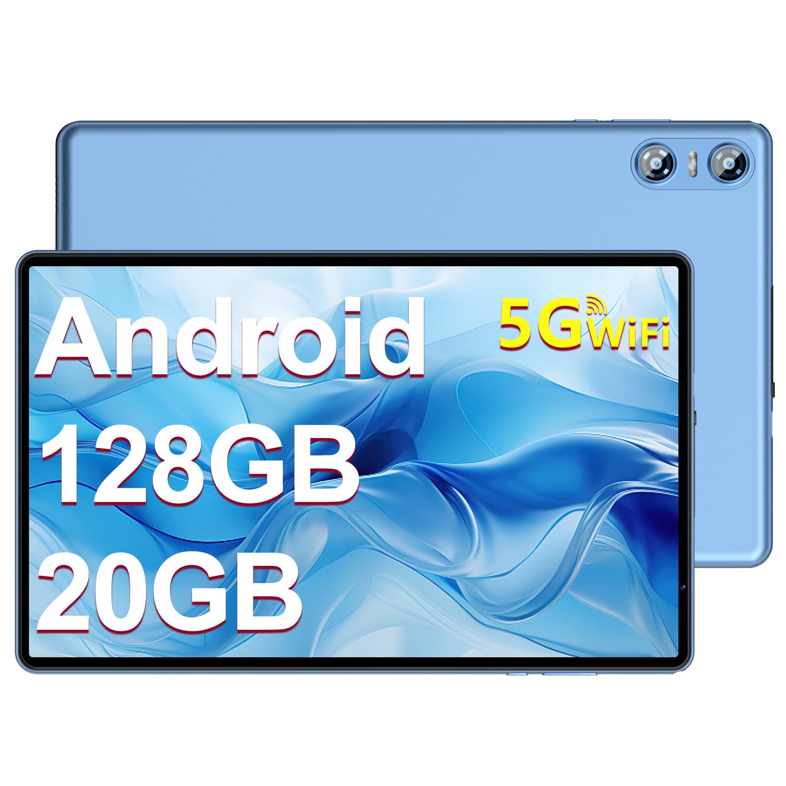 Biegedy Tablet Android 14 Octa-Core 10 Pollici, 20GB RAM+128GB ROM (1TB TF), 5G/2.4G WiFi 6, Widevine L1/6000mAh/GMS/Bluetooth 5.0/5+8MP, Tablet con Custodia Protettiva - Blu