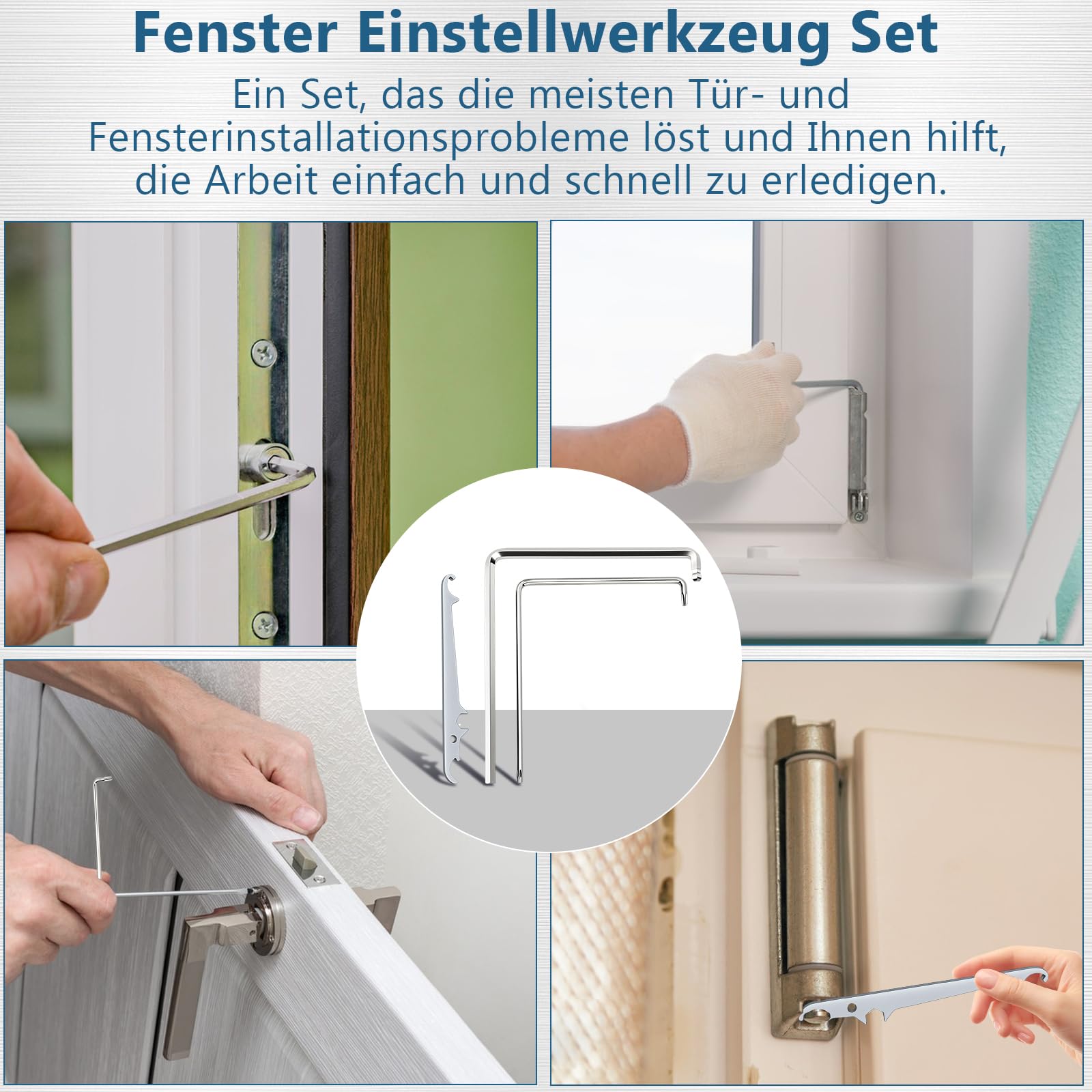 3 Stück hochwertiger Stahl Fenster Einstellwerkzeug Set(2 Fenster Einstellschlüssel und 1 Ecklagerschlüssel) für Fenster & Türen, Fensterbeschläge Ersatzteile