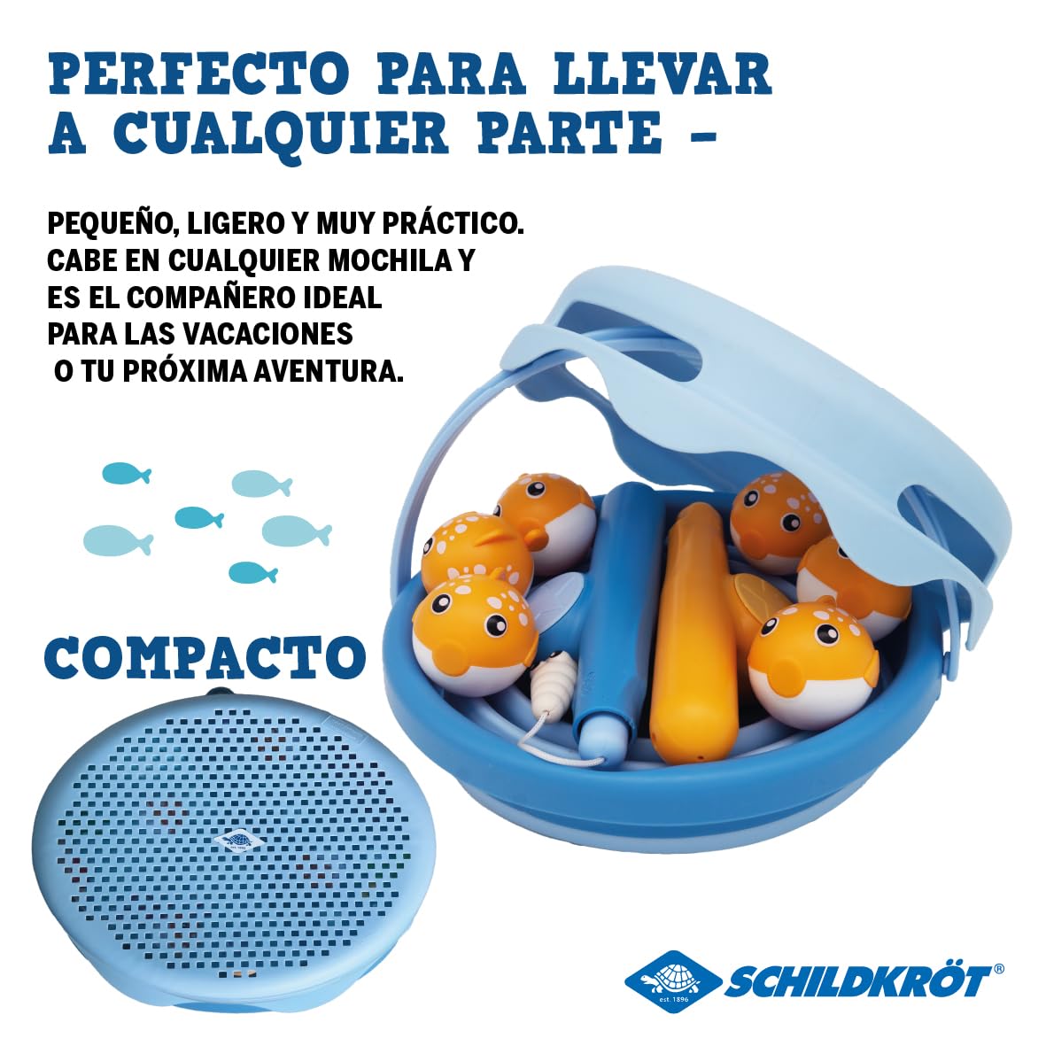Schildkröt Juego de Pesca Magnético | Caña Telescópica | Cubo Plegable 3 L | Sin BPA | para Interiores y Exteriores | A Partir de 3 Años