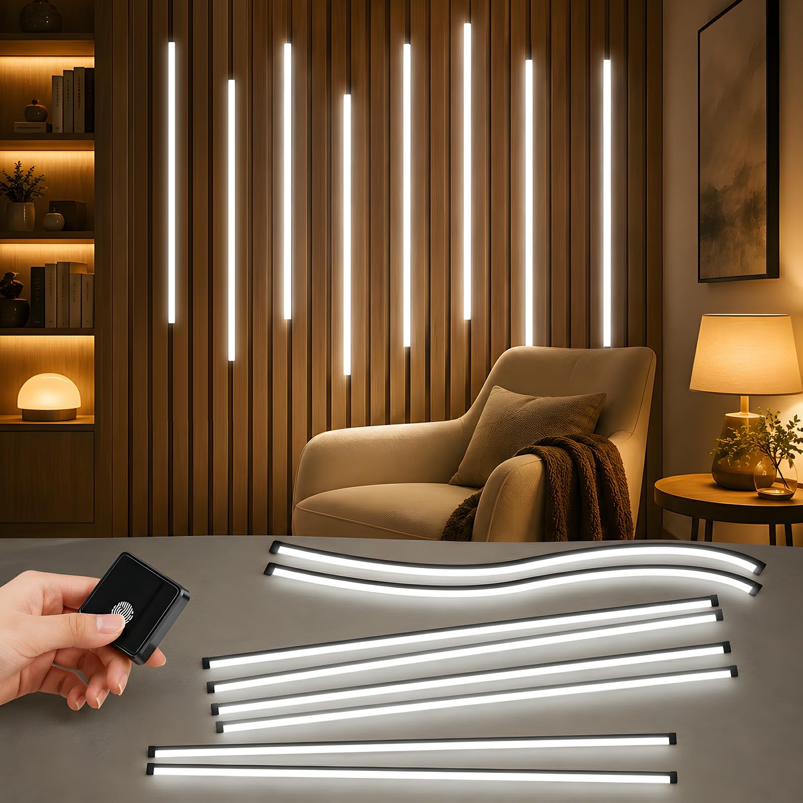 LED Strip Lights for Acoustic Wall Panels, 8 x 90cm Dimmable LED Strip