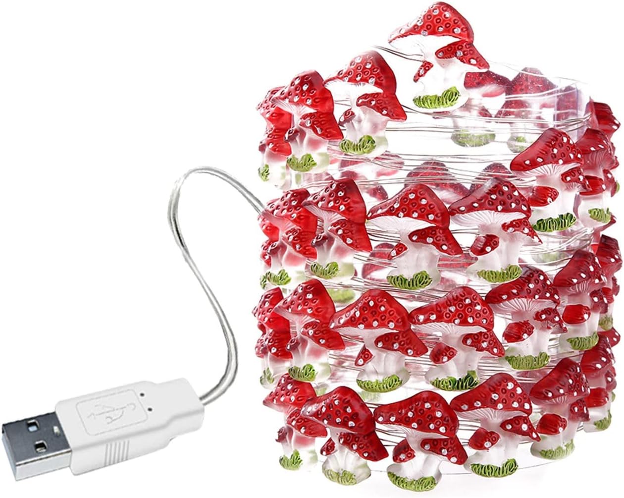 Fairy Mushroom Lights USB String Lights Rainproof Lights Easter Mushroom Decorations Suitable For Bedroom Room Valentine's Day Halloween Christmas Holidays Etc. Large Outdoor Skeleton (A, One Size)