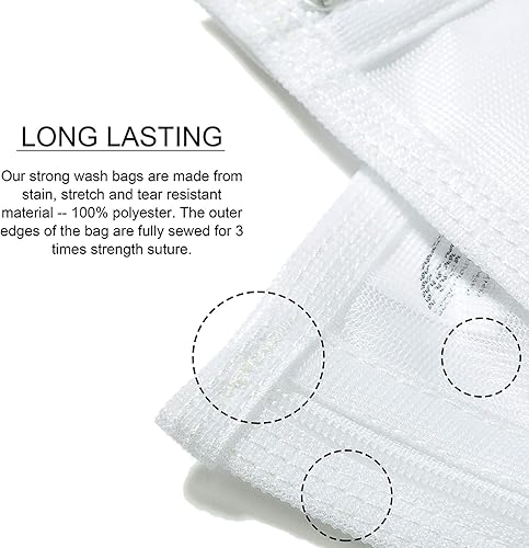 Miniatura 4 de TENRAI Paquete de 3 delicadas bolsas de lavandería para máscaras faciales reutilizables y almohadillas removedoras de maquillaje reutilizables,