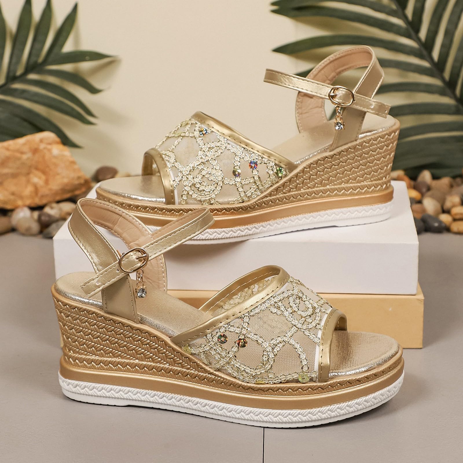 Sandalias de cuña para mujer, alpargatas