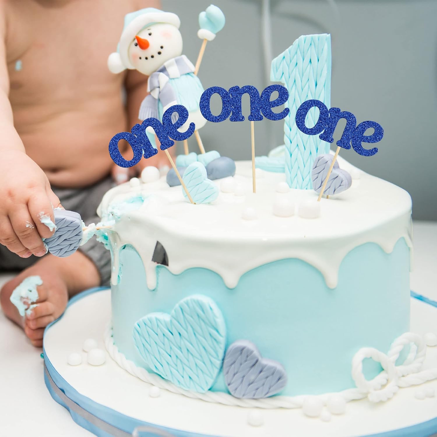 24Pcs First Birthday Cupcake Toppers Glitter Crown One Cupcake Picks Baby Shower 1st Birthday Cake Decorations Party Supplies Deep Blue - Image 5