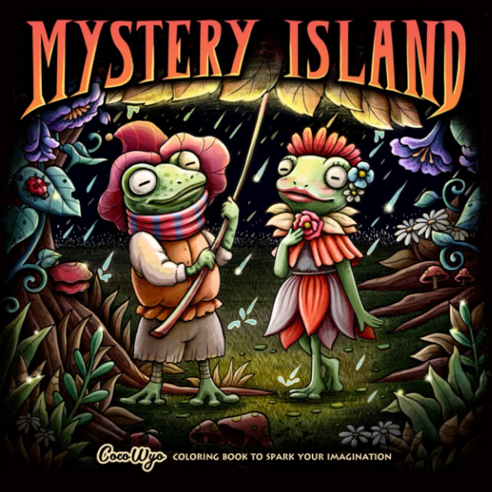 Mystery Island Coloring Book: A Coloring Book Features Beautiful Illustrations With Fantasy Theme Included Landscapes, Structures, Cute Frogs, ... and More... For Stress Relief & Relaxation
