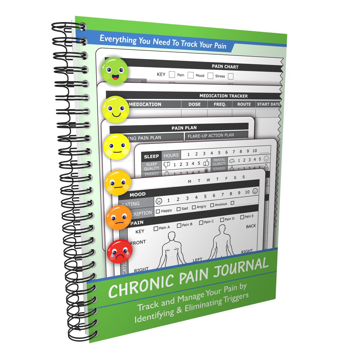 Chronic Pain Journal – Track and Manage Your Pain by Identifying & Eliminating Triggers | A5 Spiral Bound