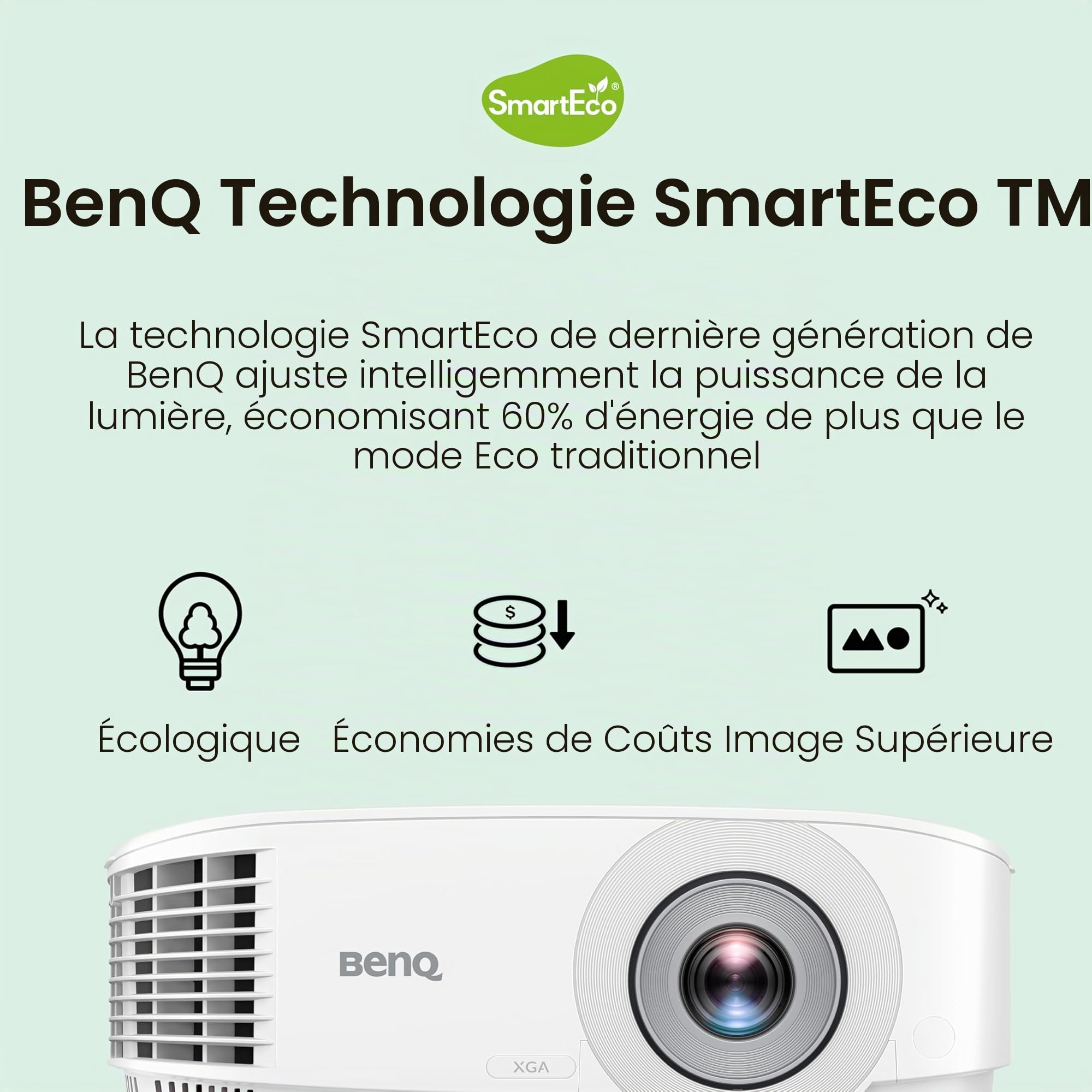 BenQ XGA Business Projector (MX560C) - DLP - 4,000 Lumens High Brightness - 20,000:1 High Contrast Ratio - HDMI, VGA - Auto Keystone Correction - Simple Setup - SmartEco Technology