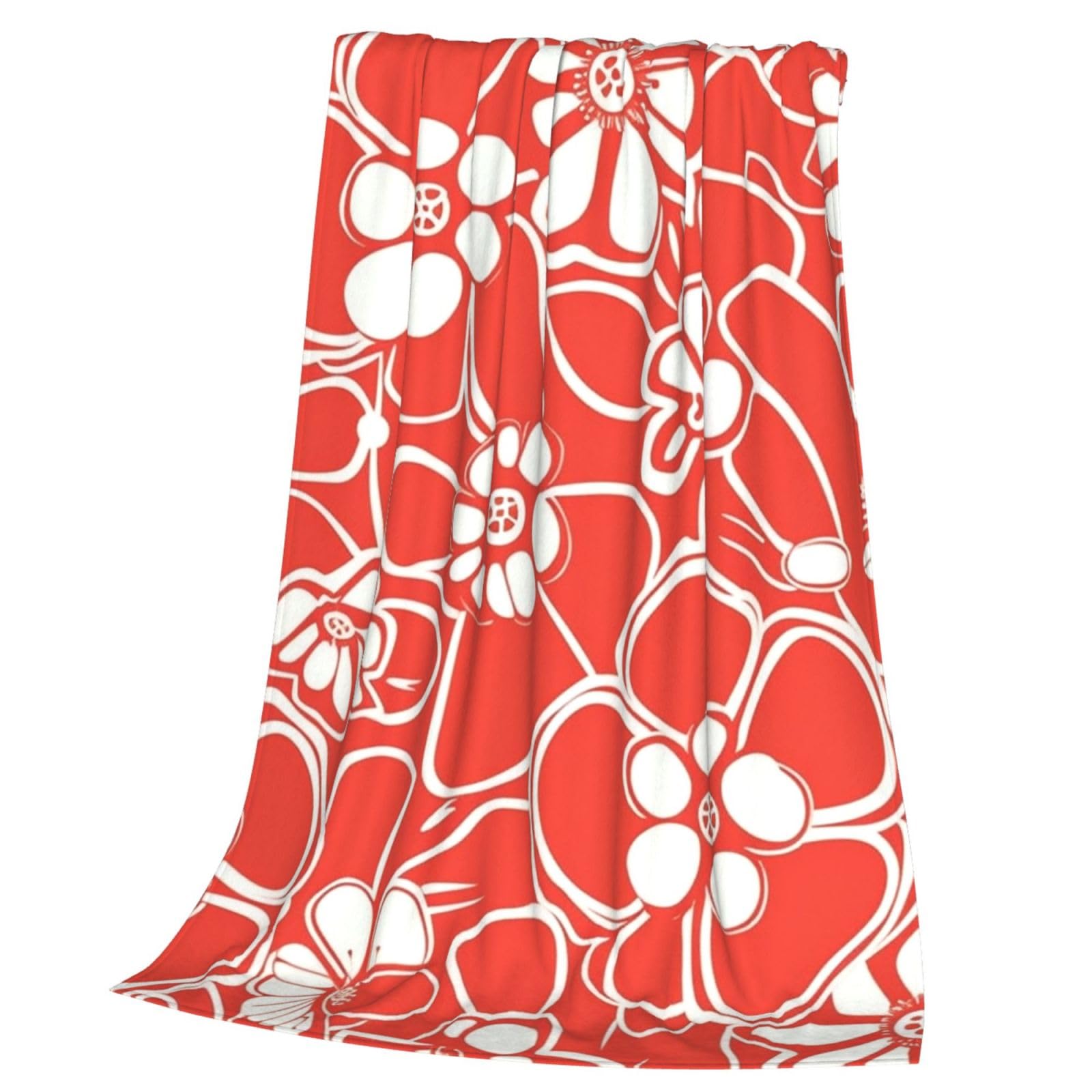Plaid flanelle fleurs rouges pour réchauffer l'ambiance de votre intérieur