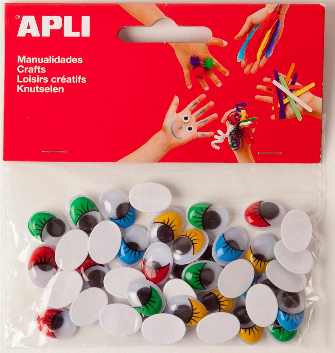 Apli 946031 - Crafting Oval Adhesive Mobile Eyes, Coloured - Bag de 40 Units