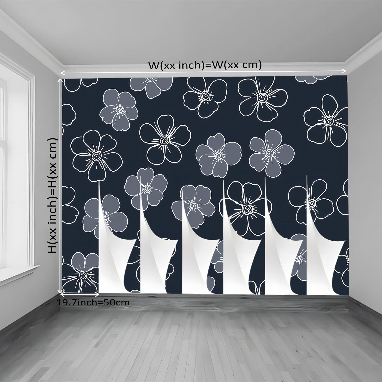 Fototapeta dziecięca włóknina kwiatowy plakat gigantyczny plakat minimalistyczny styl panorama 3D dekoracja ścienna, idealna do sypialni dziecięcej, pokoju zabaw 400 x 280 cm