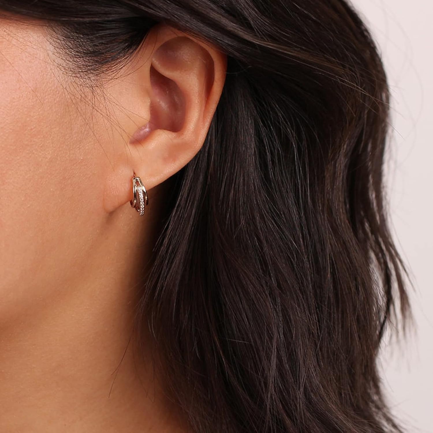 FANZE 925 Hoop Earrings Huggie Hoop Earrings for Women 14k Gold Plated Silver with Cubic Zirconia Tiny Dainty - Image 4