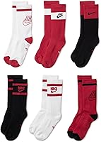 Nike Kids Everyday Cushioned Crew Socks 6-Pack - Dri-FIT Moisture-Wicking, Arch Support, Secure Ribbed Fit