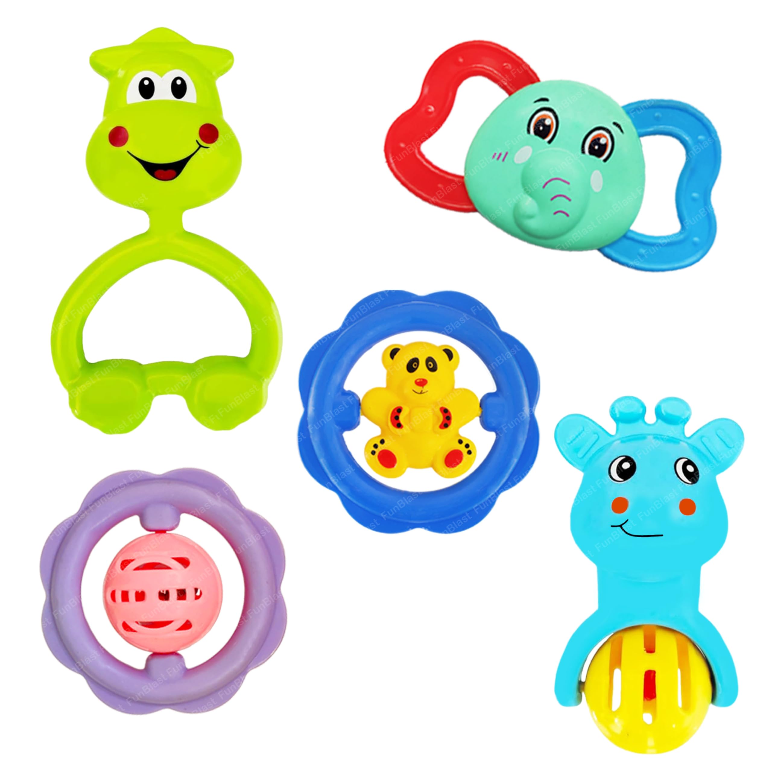 FunBlast Rattle Set for Babies 0-6 Months – Pack of 5 Pcs Rattle and Teether Toys for Baby Toys, Sound Rattle Toy for New Born Early Development Toys for Baby, Return Gifts for Kids (Multicolor) (B075SHDWC9) Amazon Price History, Amazon Price Tracker