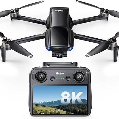 Ruko U11MINI 4K (RC3), Professional 8K Drone with 5.5" Screen Controller, Drones with camera for Adults 4K Video, 3-Axis Gimbal, 20000ft FPV Transmission, Under 249g, Beginner (64-Min Flight)