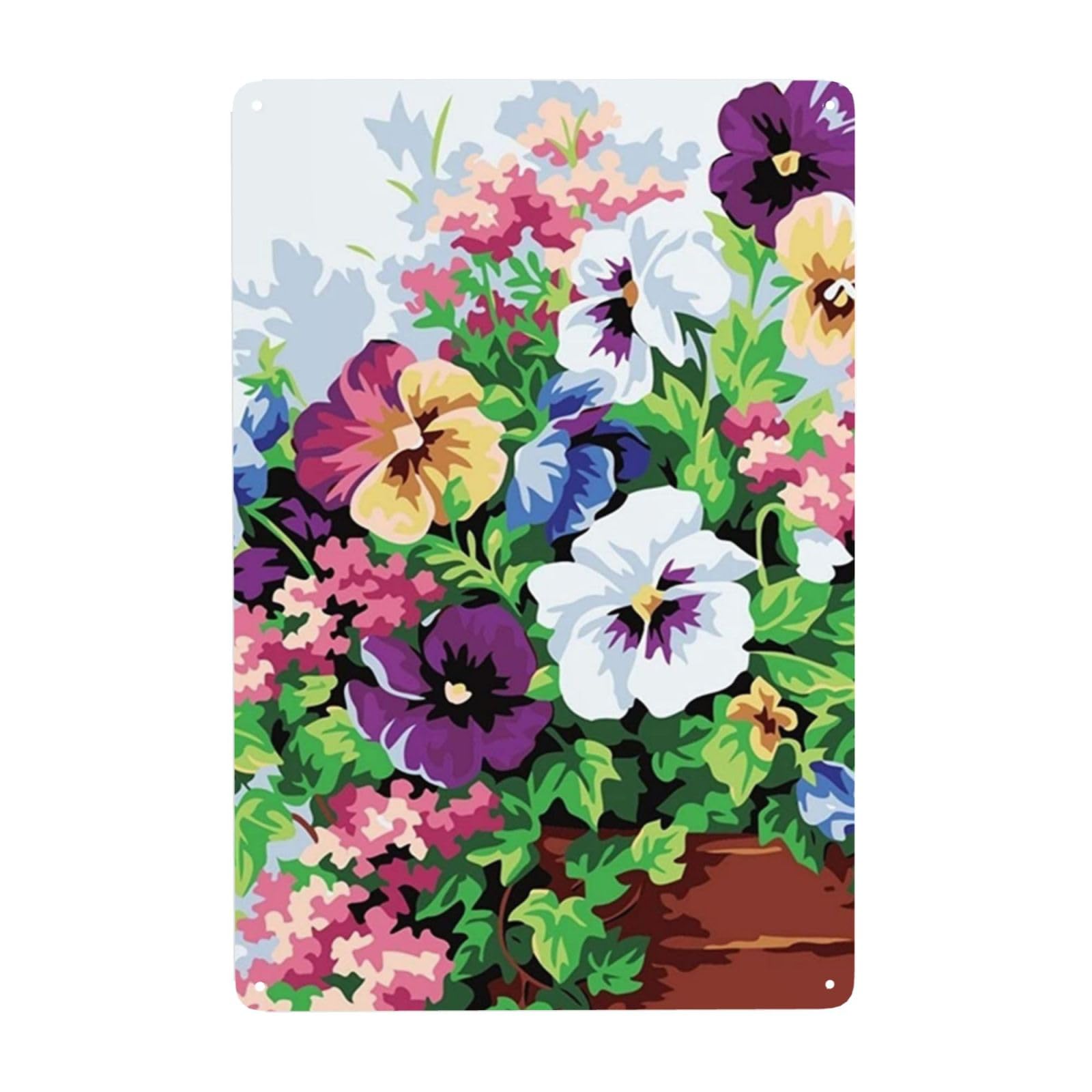 Vintage Metal Tin Signs Retro Garage Signs Stylish Wall Art Plaques for Home Decor Unique Poster 8x12 Inch Pansy Flowers Metal Sign Outdoor Wall Decorations Gifts