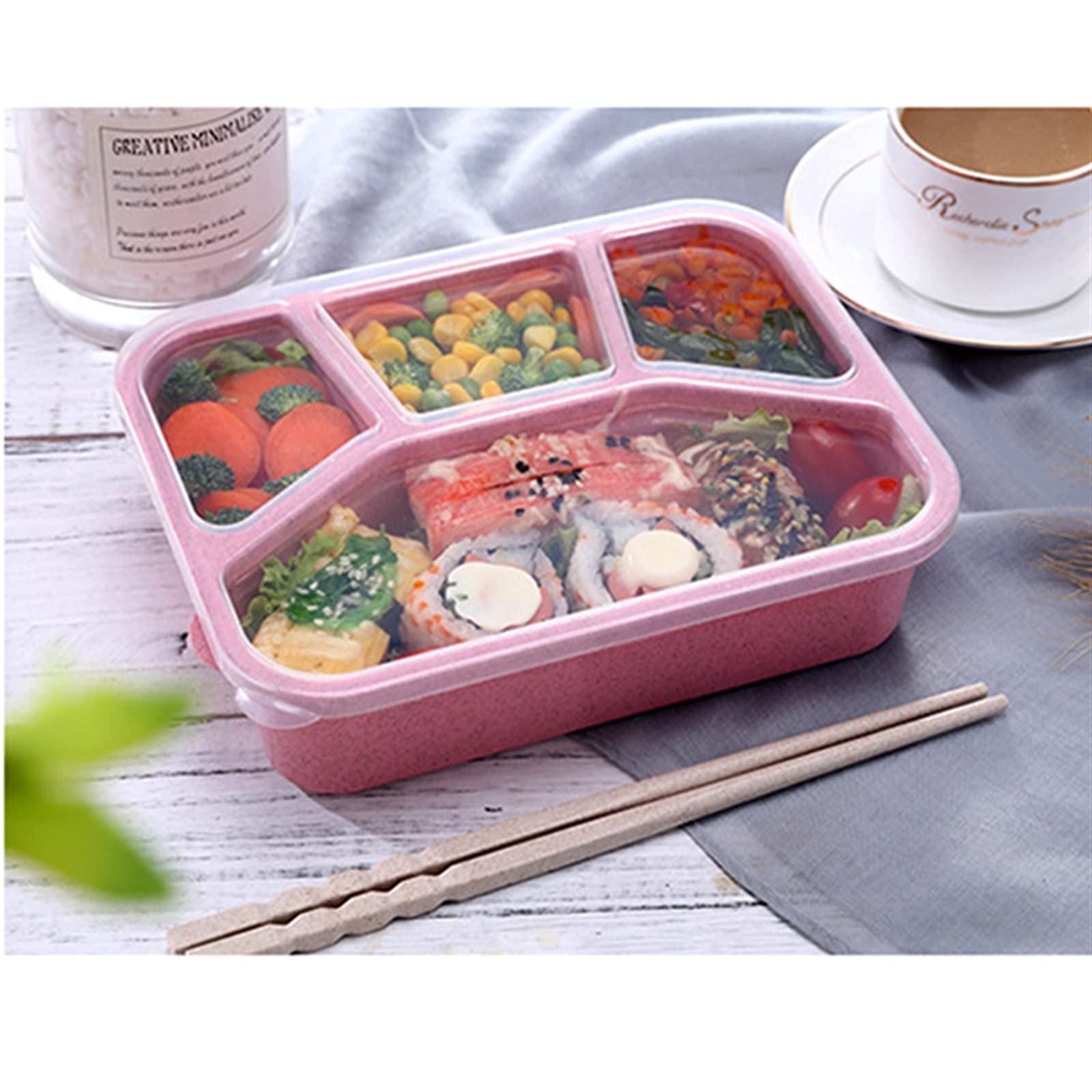 Bento Boxes Lunch box 4 scatole contenitore for alimenti microonde ufficio lavoratore scatola for for frutta(Purple)