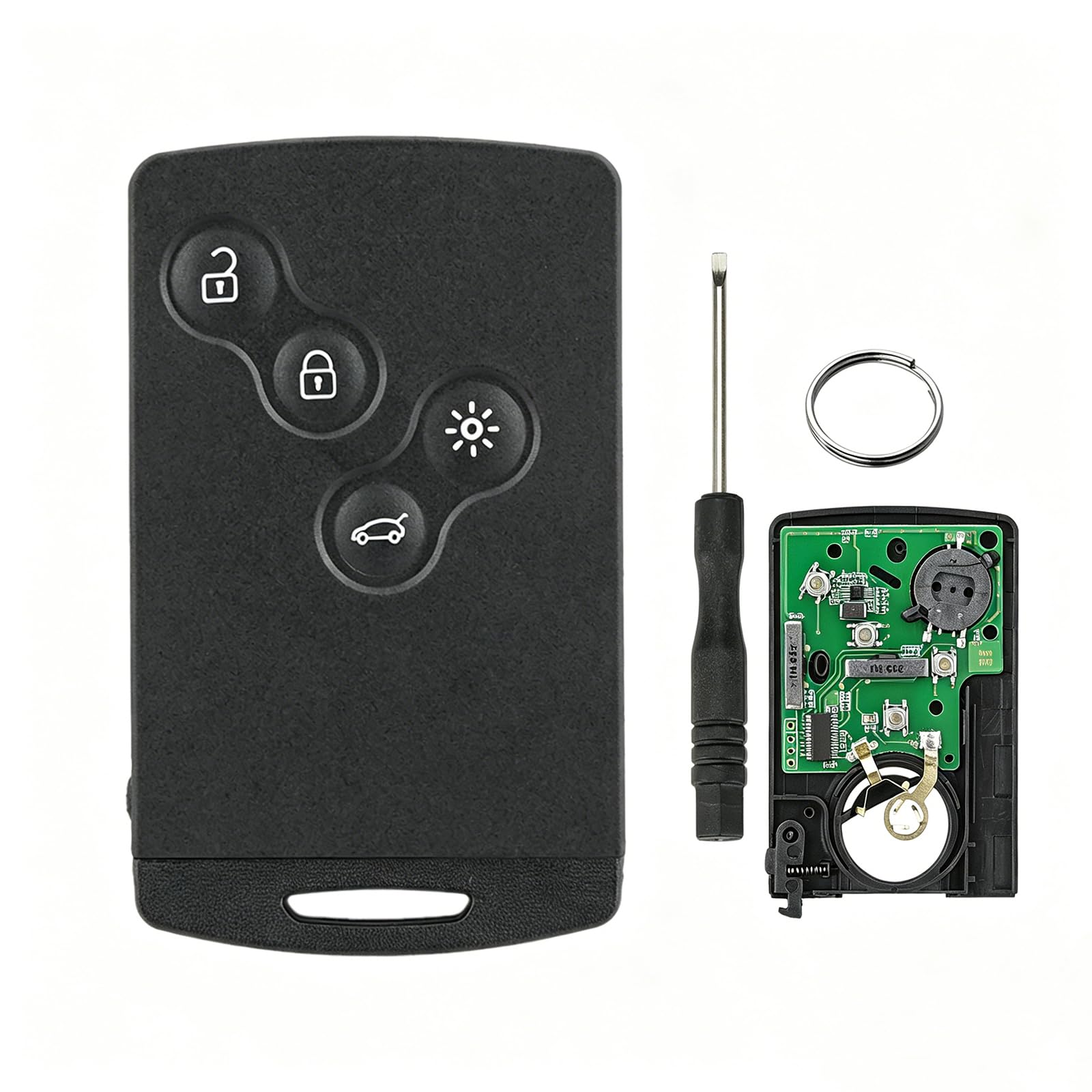 Autoschlüssel Fernbedienung kompatibel mit Renault Megane 3 Laguna 3 Scenic, 4 Tasten, 433 MHz, ID46 PCF7952 Chip, 2007-2016