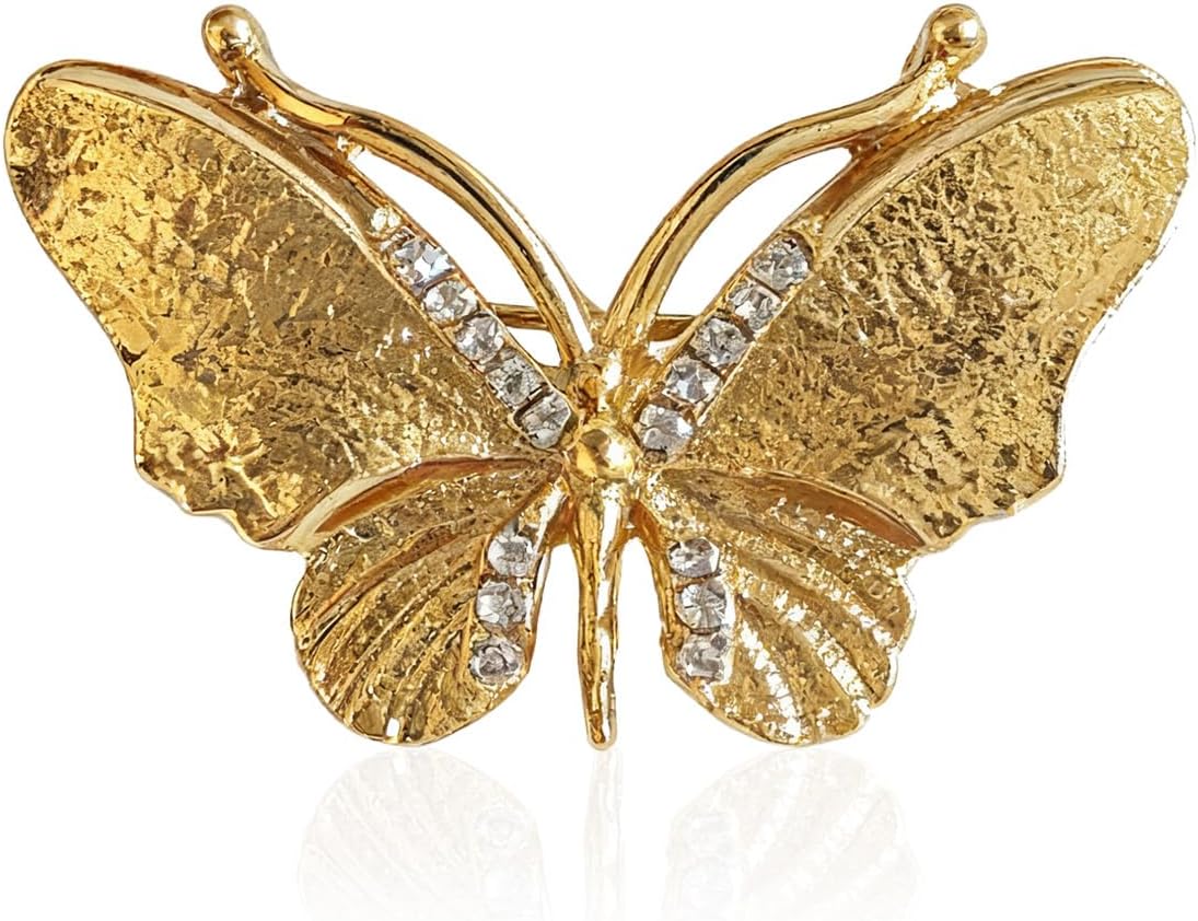 Gold Butterfly Broochs Pin for Women,Small Elegant Butterfly Brooch for Lapel,Christmas Party Stylish Dress Hat Bags Pin Accessories