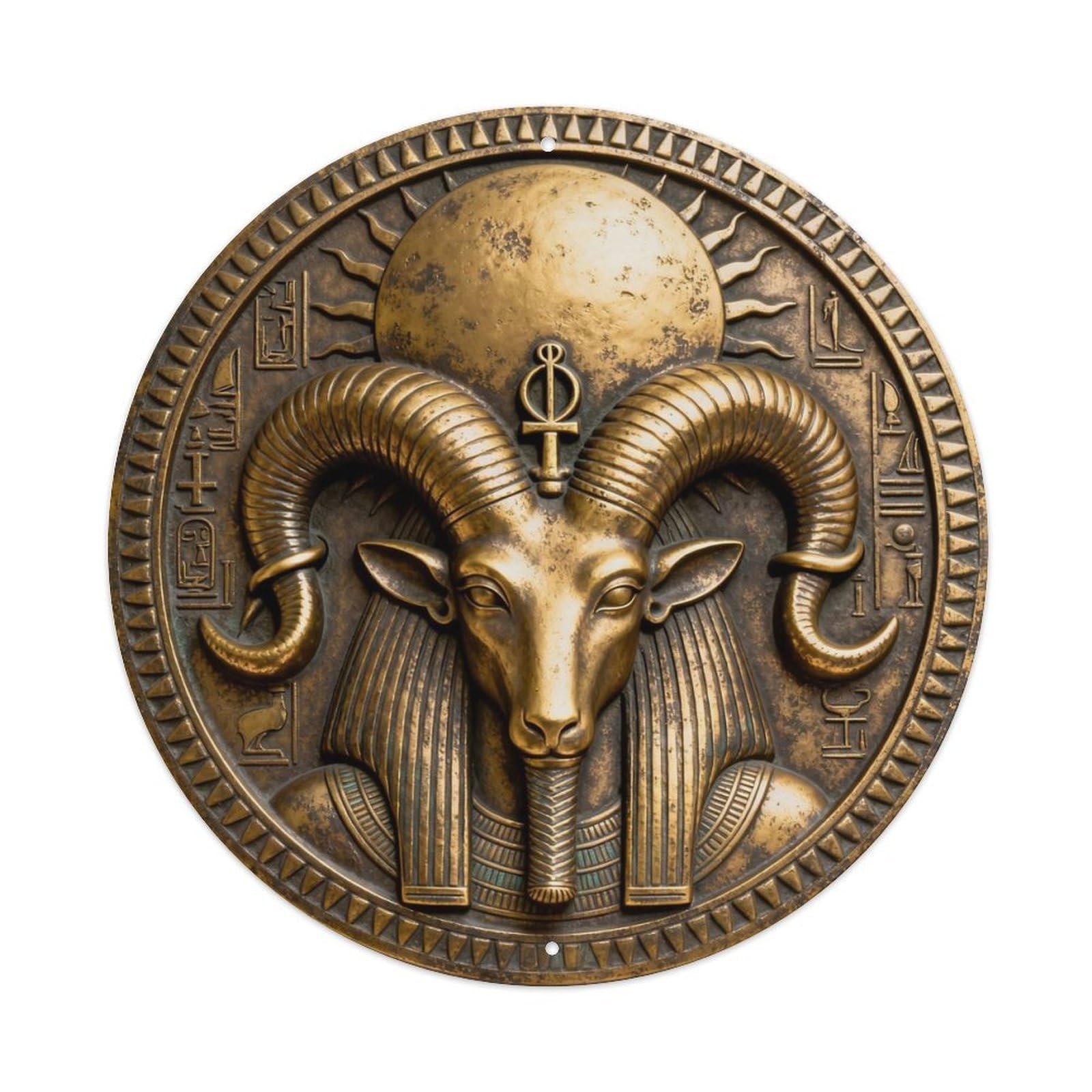 Amon Horn Sun Disk Egypt Metal Tin Sign Plaque