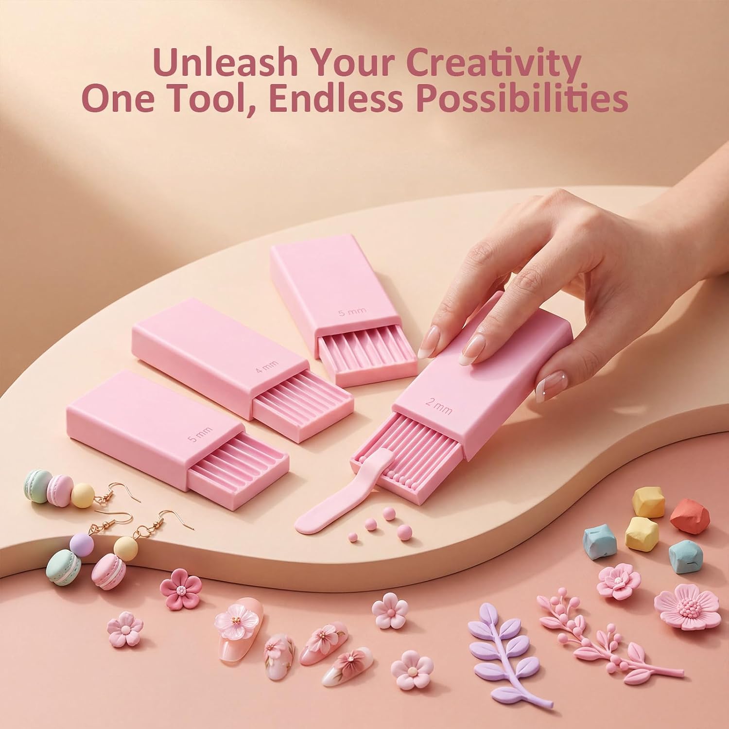 Clay Gel Ball Maker Tool, 2-5mm Bead Roller for 3D Nail Art & Polymer Clay