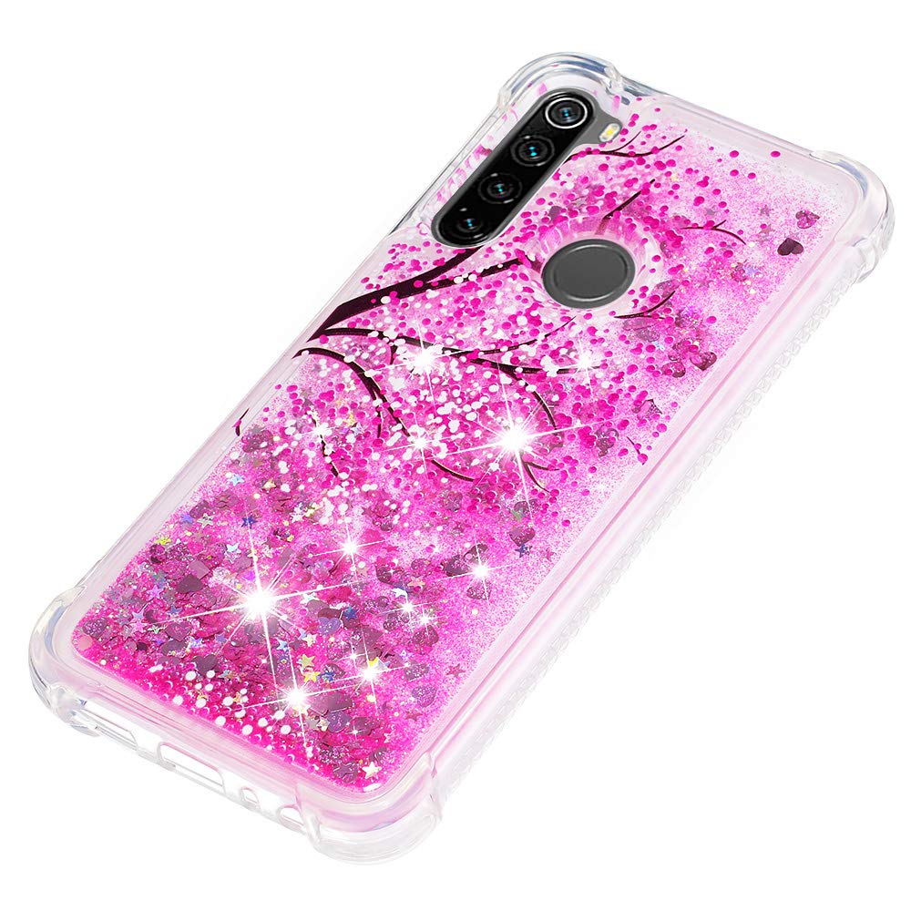 TUUT Cover per Xiaomi Redmi Note 8 con Cordino, Glitter Bling Liquido Custodia Sparkly TPU Silicone Protettivo Morbido Brillantini Quicksand Cellulare Cover con Cordoncino Case -Oro Rosa
