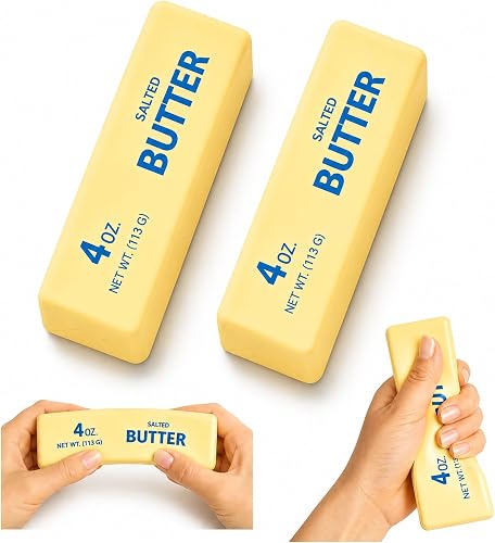 2 PCS Butter Squishy,Butter Squishy Toy, Squishy Fidget Toy, Stress Relief Toy, Soft Squeeze Anxiety Relief Fidget Toy, 4oz Butter-Shaped Squishy Toy for Office Desk Home, Reusable Durable Material