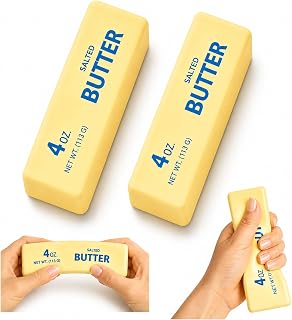 2 PCS Butter Squishy,Butter Squishy Toy, Squishy Fidget Toy, Stress Relief Toy, Soft Squeeze Anxiety Relief Fidget Toy, 4oz Butter-Shaped Squishy Toy for Office Desk Home, Reusable Durable Material