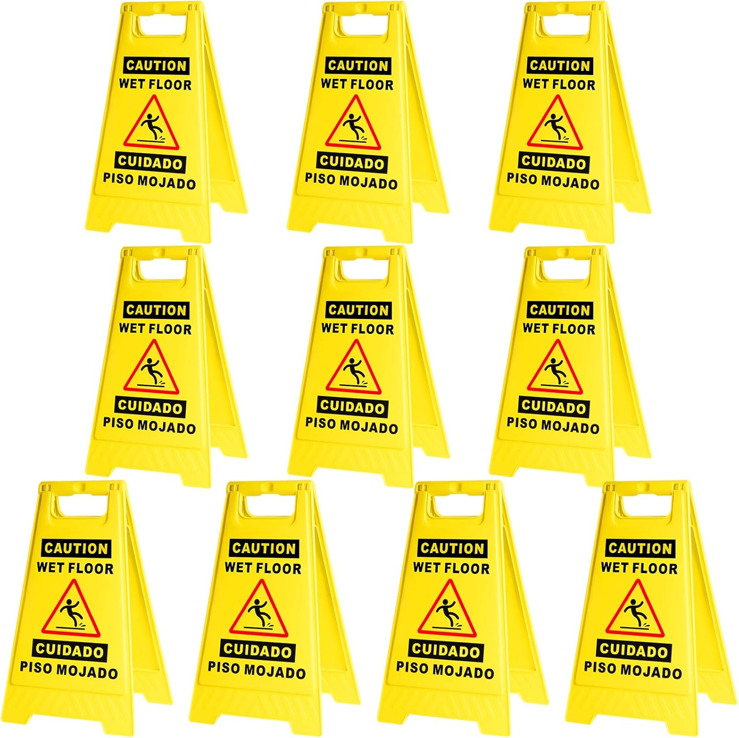 Caution Wet Floor Sign, 17.52 in, fold-out, double-sided bilingual