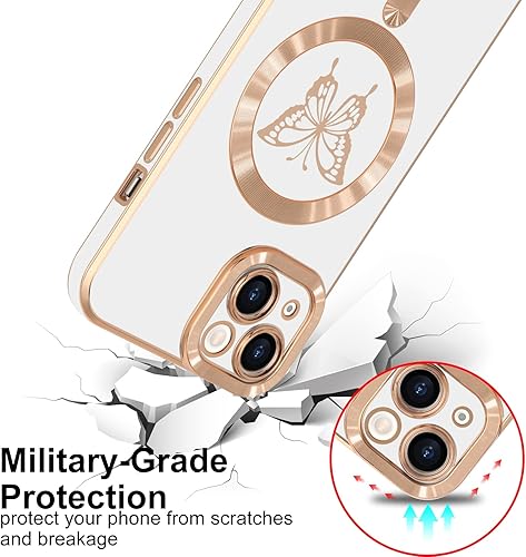 Miniatura 9 de Lafunda Funda magnética para iPhone 15 Pro Max para mujeres y niñas, compatible con MagSafe, 2 protectores de pantalla, bonita funda de silicona