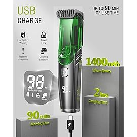 SHPAVVER Vacuum Beard Trimmer for Men: Mustache Trimmer for Less Mess -IPX7 Waterproof- Rechargeable Electric Beard Cutting Kit with Adjustable Length Comb-Built-in Vacuum for Sideburns/Stubble-Gift