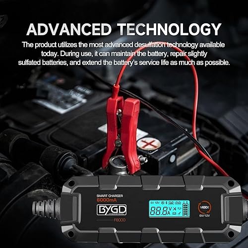 Miniatura 5 de F6000 - Cargador de batería inteligente - Cargador de batería de coche de 8 etapas de 6 V12 V con modo de reacondicionamiento, cargador de goteo