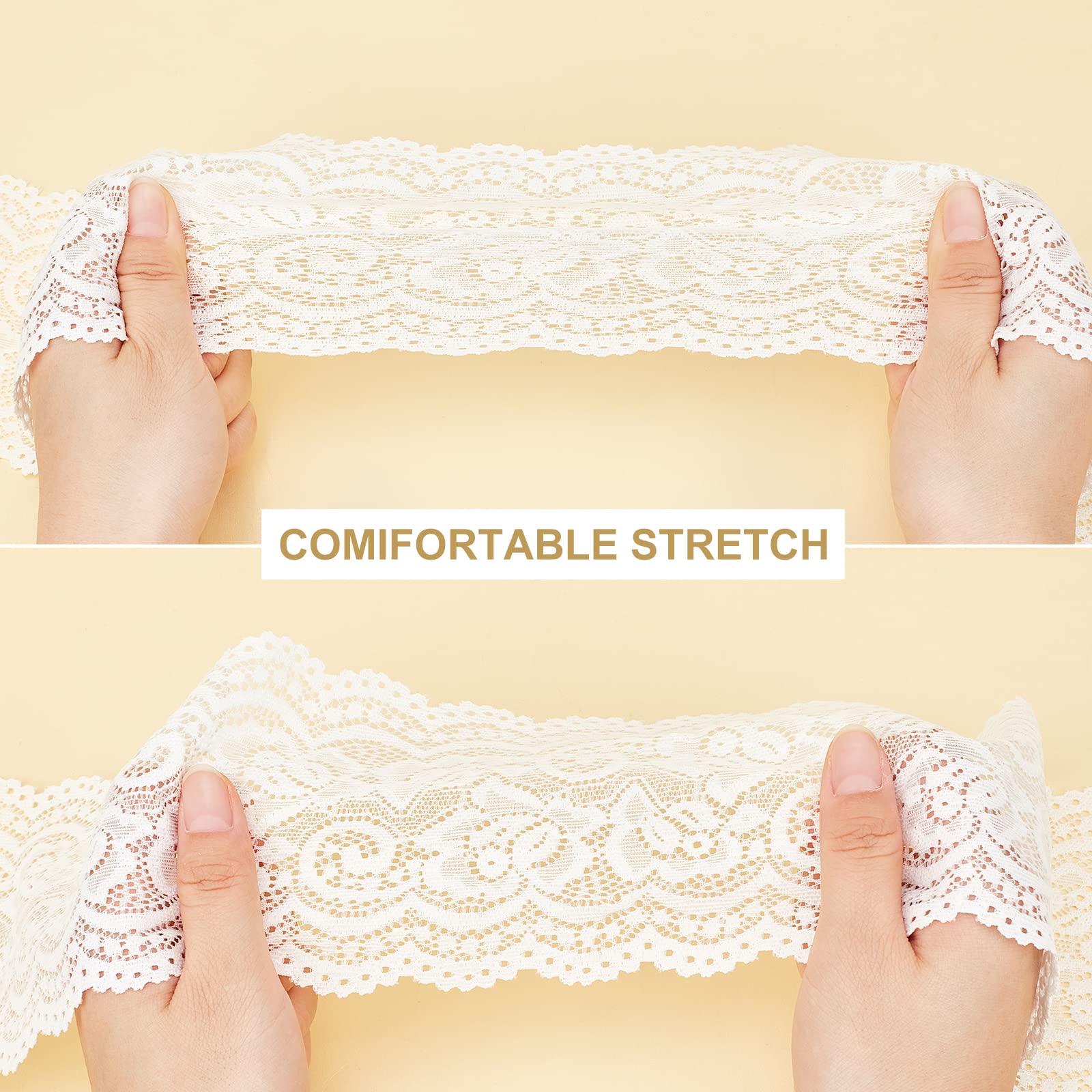 Ruban Dentelle Blanche Au Crochet – 4,6 M X 15 Cm – Motif Floral Vintage – Pour Couture, Mariage, Décoration - 4